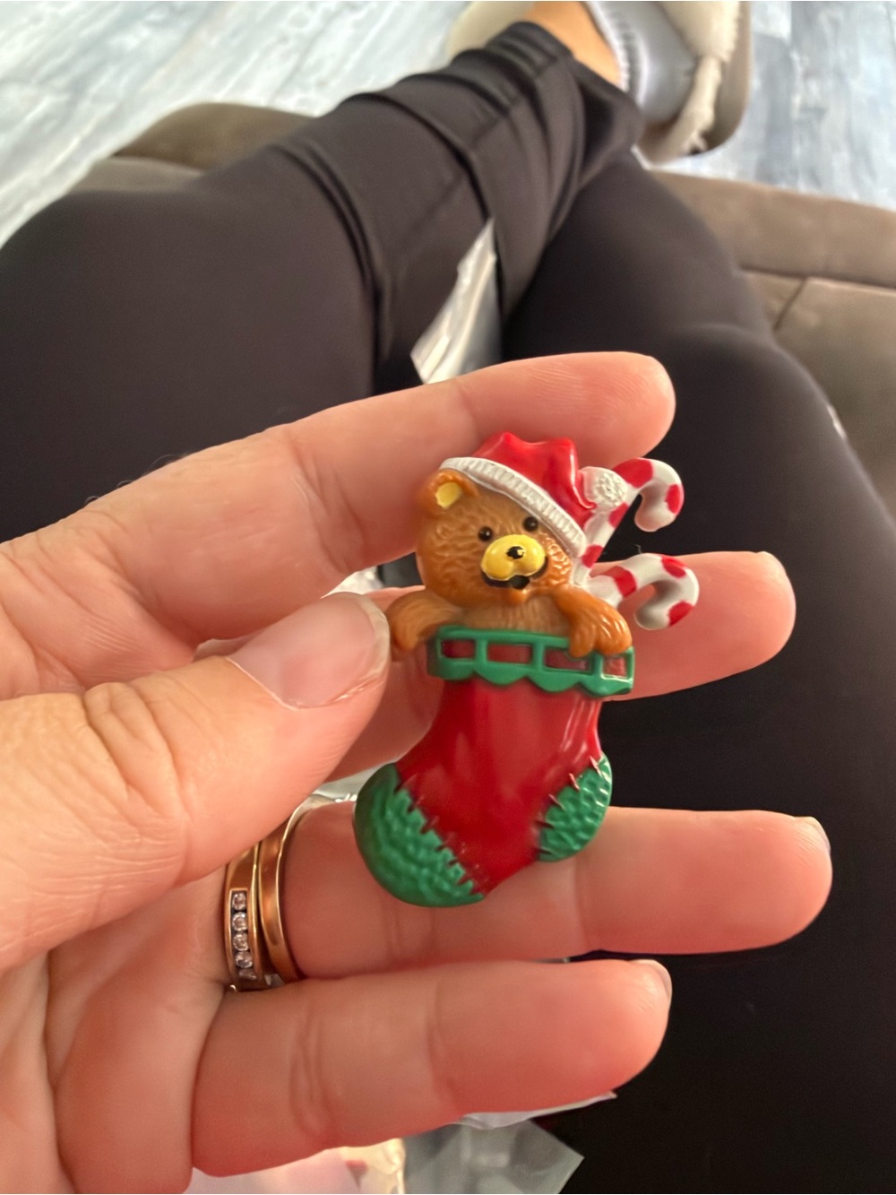 4/$100 Holiday Teddy Bear Stocking HALLMARK BROOCH - Red